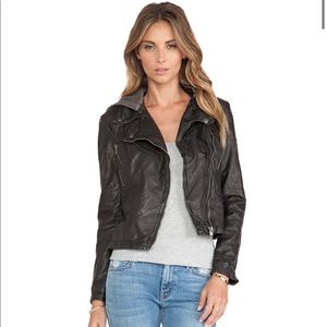 Vegan Leather Hooded Moto Jacket